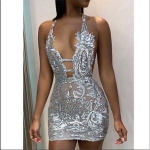 Handmade mini silver sequence dress